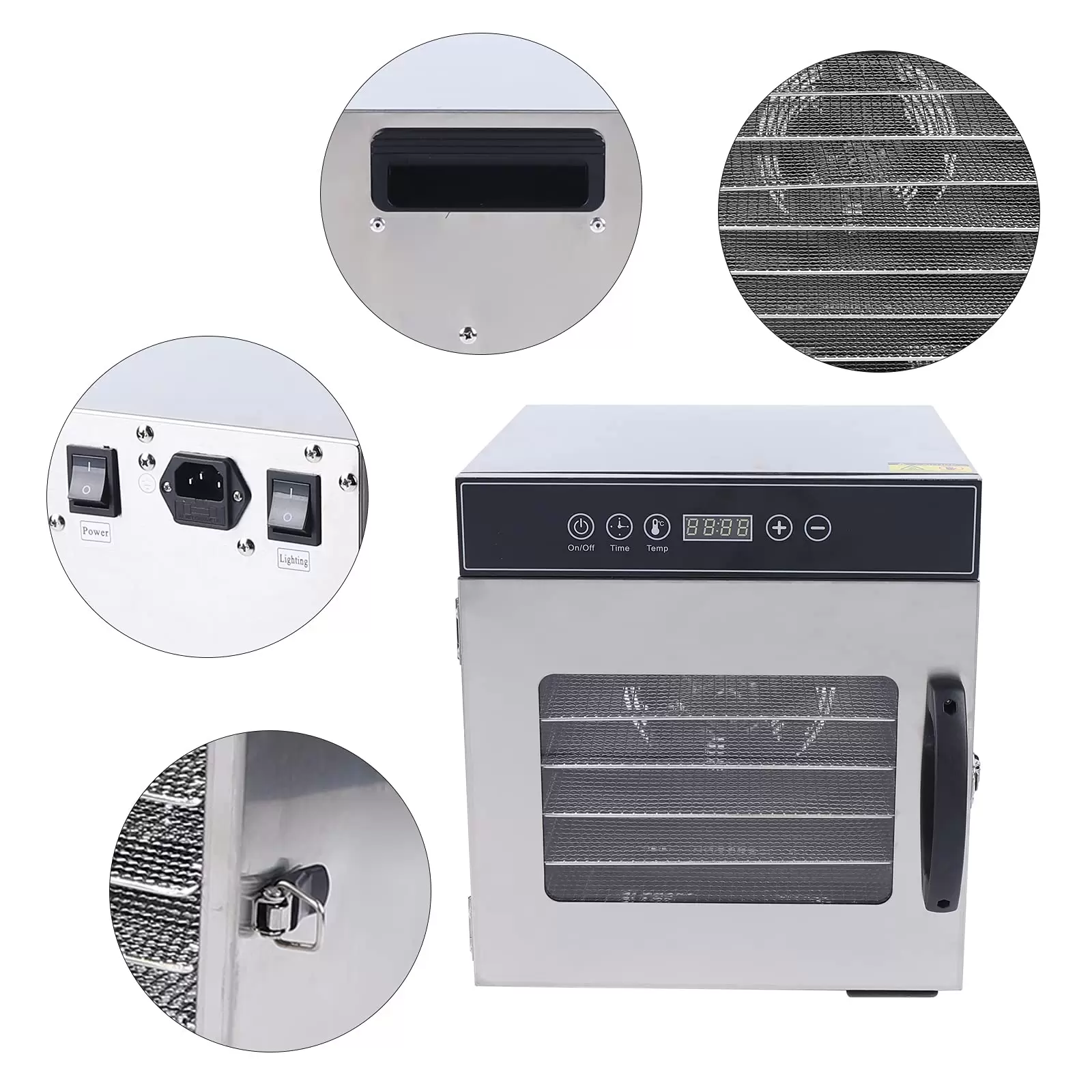 Food Dehydration Machine 8 Trays Stainless Steel 400W, 30-90°C Temperature Controller 24 Hours Timer for Refreshing Pastries Food Dehydration Machine 8 Trays Stainless Steel 400W, 30-90°C Temperature Controller 24 Hours Timer for Refreshing Pastries