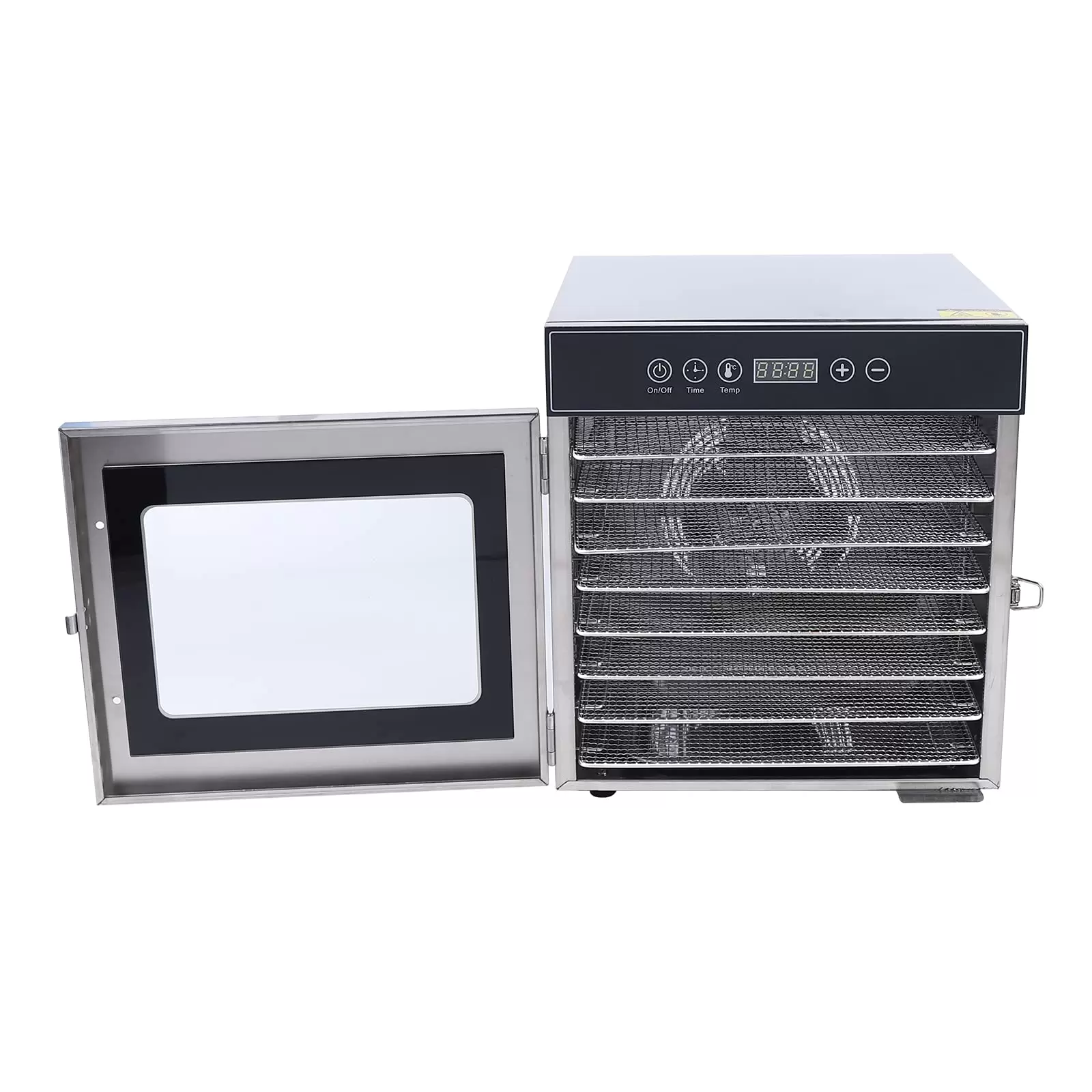Food Dehydration Machine 8 Trays Stainless Steel 400W, 30-90°C Temperature Controller 24 Hours Timer for Refreshing Pastries