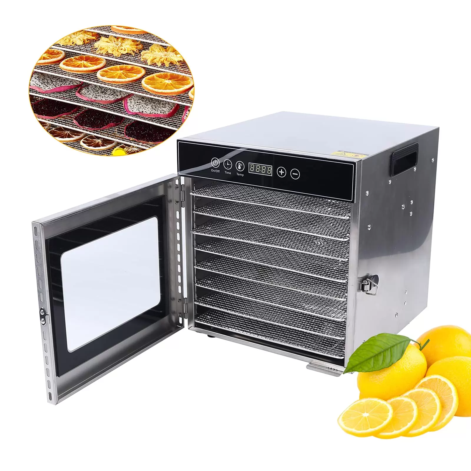 Food Dehydration Machine 8 Trays Stainless Steel 400W, 30-90°C Temperature Controller 24 Hours Timer for Refreshing Pastries Food Dehydration Machine 8 Trays Stainless Steel 400W, 30-90°C Temperature Controller 24 Hours Timer for Refreshing Pastries