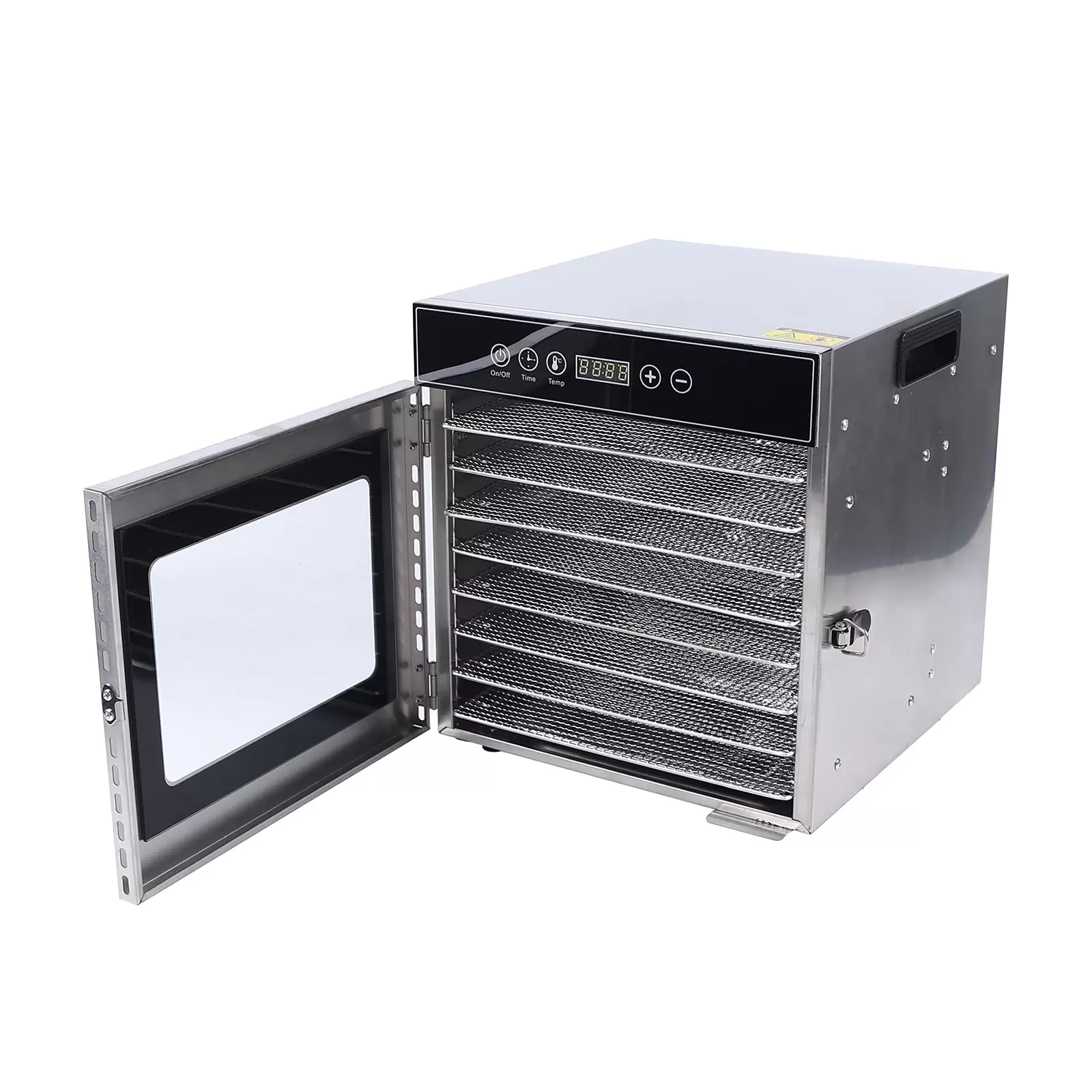 Food Dehydration Machine 8 Trays Stainless Steel 400W, 30-90°C Temperature Controller 24 Hours Timer for Refreshing Pastries