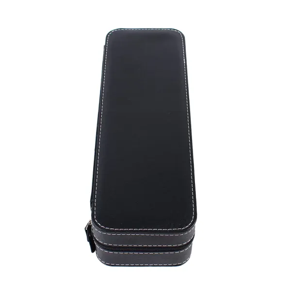 Watch Storage Box 6 Slots Zipper Portable Travel PU Leather Flannel Watch Organizer Box Watch Case For The Bedroom 13*4.33*2.95in Black