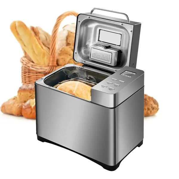 Stainless Steel Programmable Bread Maker Automatic Bread Maker Digital Touch Screen Fruit Dispenser with 1 Hour Automatic Heat Preservation