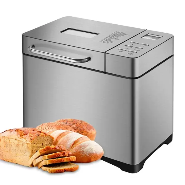 Stainless Steel Programmable Bread Maker Automatic Bread Maker Digital Touch Screen Fruit Dispenser with 1 Hour Automatic Heat Preservation