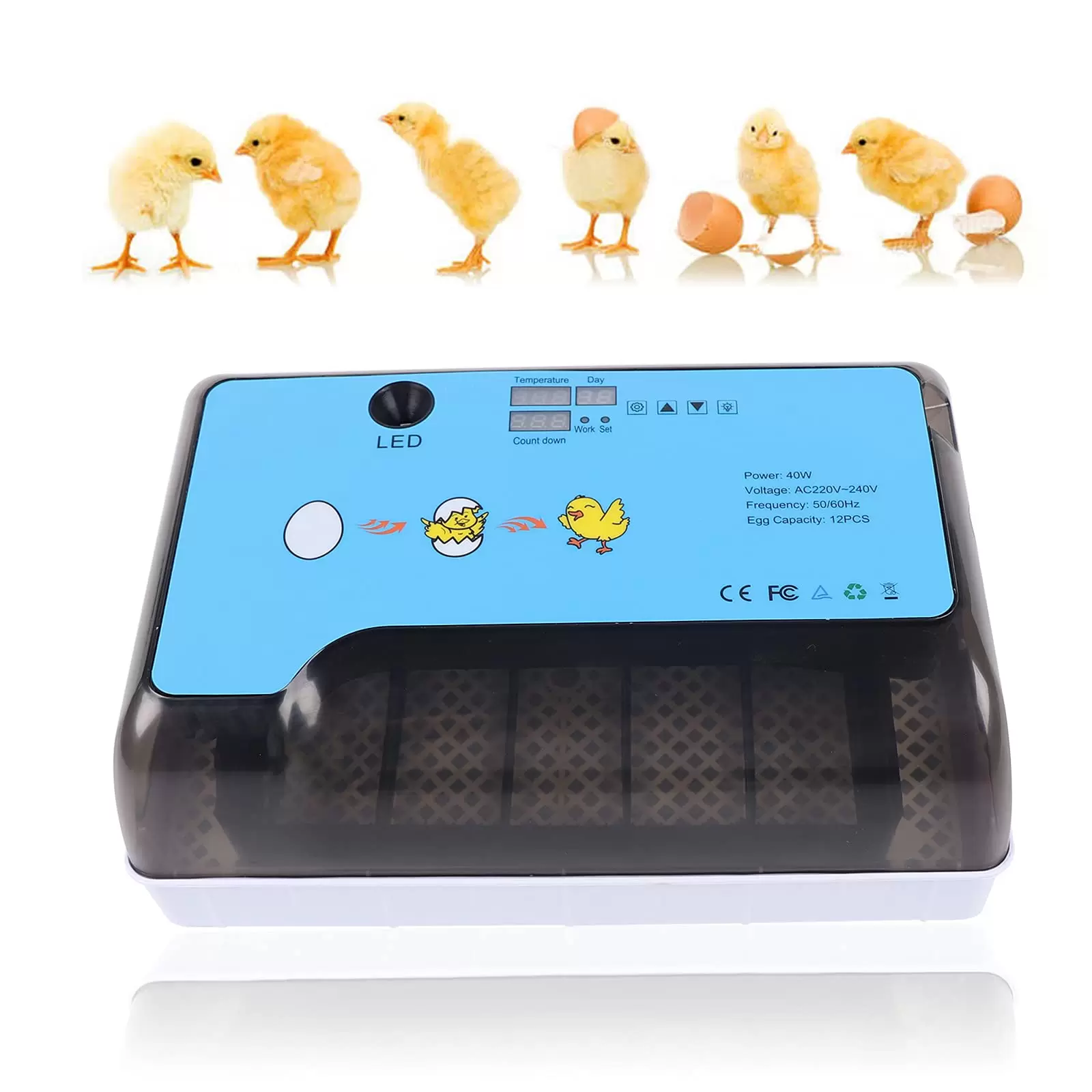 12 Eggs Fully Automatic Breeding Machine Brooder Surface Breeder Incubator 12 Egg Incubator Quail Duck Goose Hatcher Digital Automatic Turner Temp Control 12 Eggs Fully Automatic Breeding Machine Brooder Surface Breeder Incubator 12 Egg Incubator Quail Duck Goose Hatcher Digital Automatic Turner Temp Control