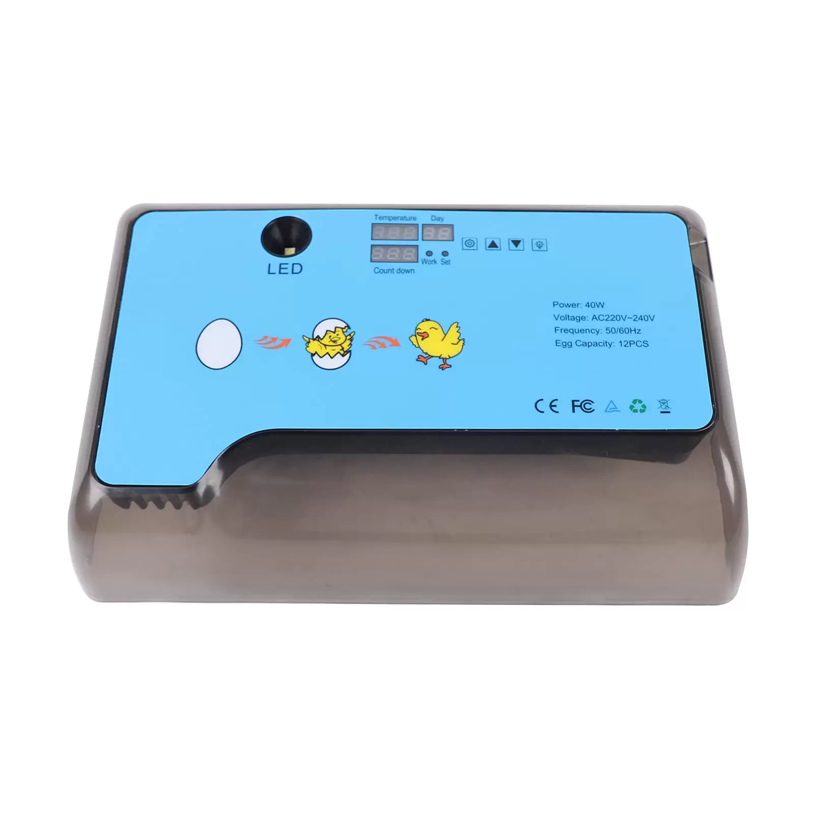12 Eggs Fully Automatic Breeding Machine Brooder Surface Breeder Incubator 12 Egg Incubator Quail Duck Goose Hatcher Digital Automatic Turner Temp Control