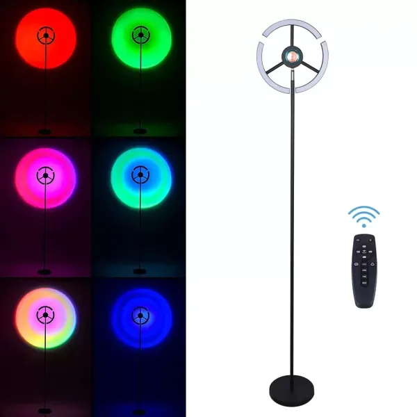 2 Color Dimmable LED Floor Lamp 14W RGB 7 LED Modern Reading Lamp with Remote Control for Living Room Bedroom Office Hotel