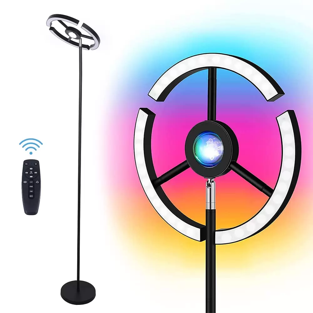 2 Color Dimmable LED Floor Lamp 14W RGB 7 LED Modern Reading Lamp with Remote Control for Living Room Bedroom Office Hotel 2 Color Dimmable LED Floor Lamp 14W RGB 7 LED Modern Reading Lamp with Remote Control for Living Room Bedroom Office Hotel