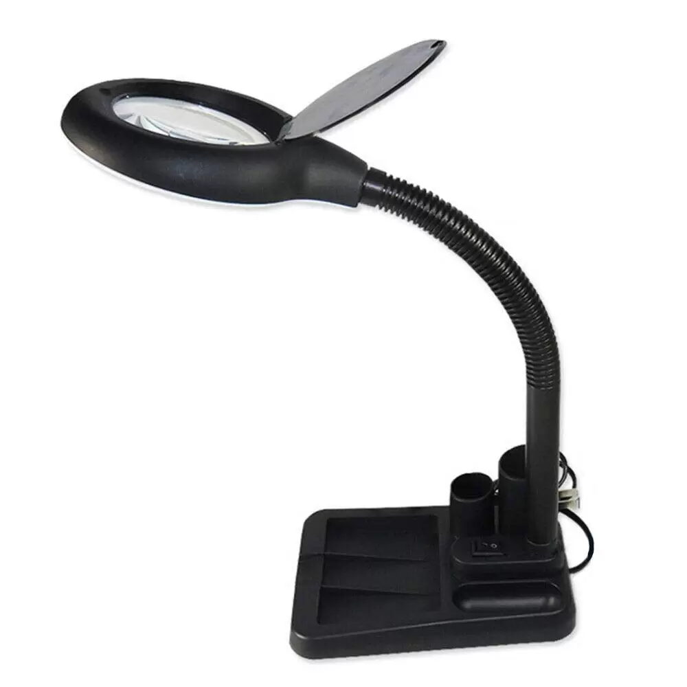 Professional LED Magnifying Lamp - Stand Magnifier - 11W - 85mm Lens - With 5x Magnifying Glass