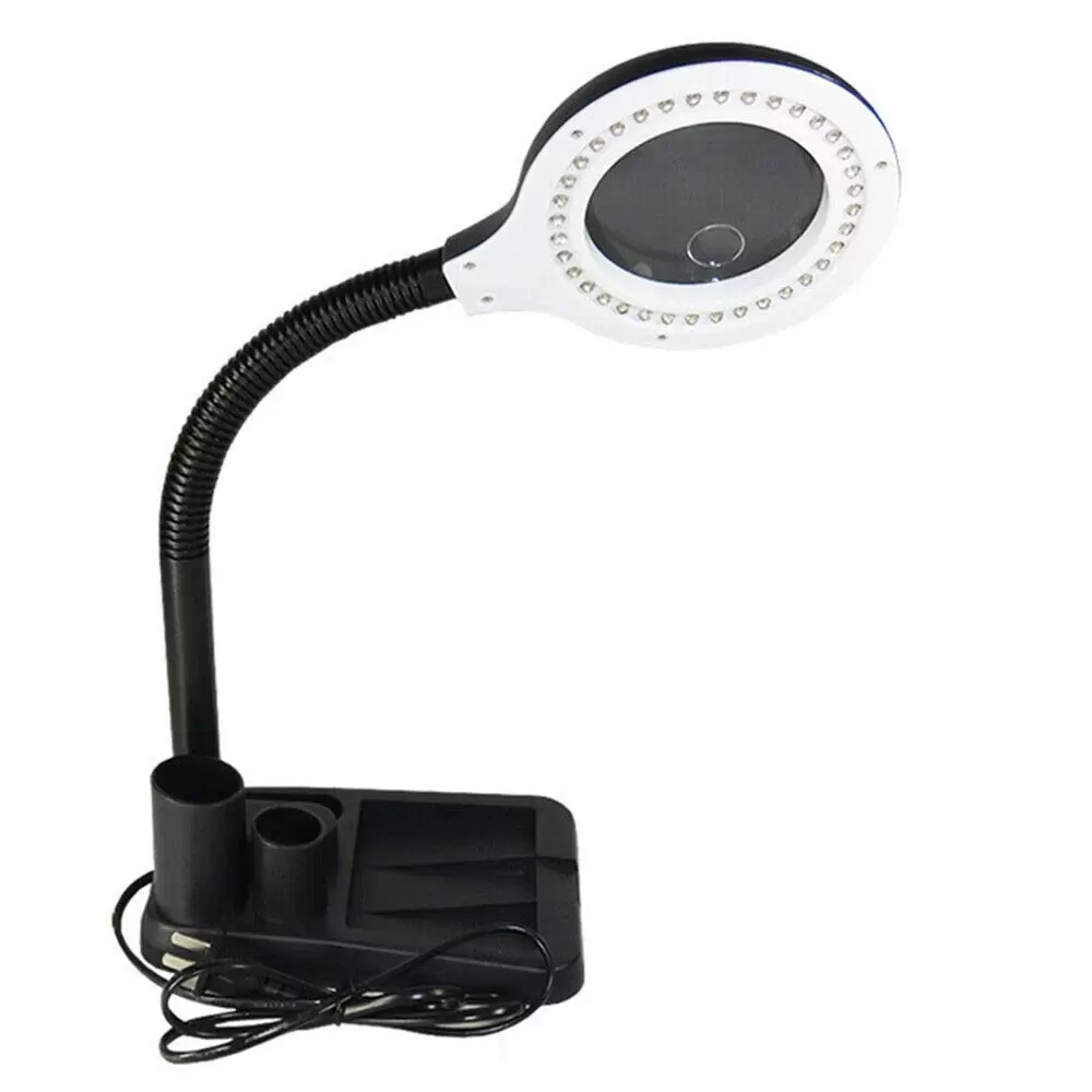 Professional LED Magnifying Lamp - Stand Magnifier - 11W - 85mm Lens - With 5x Magnifying Glass