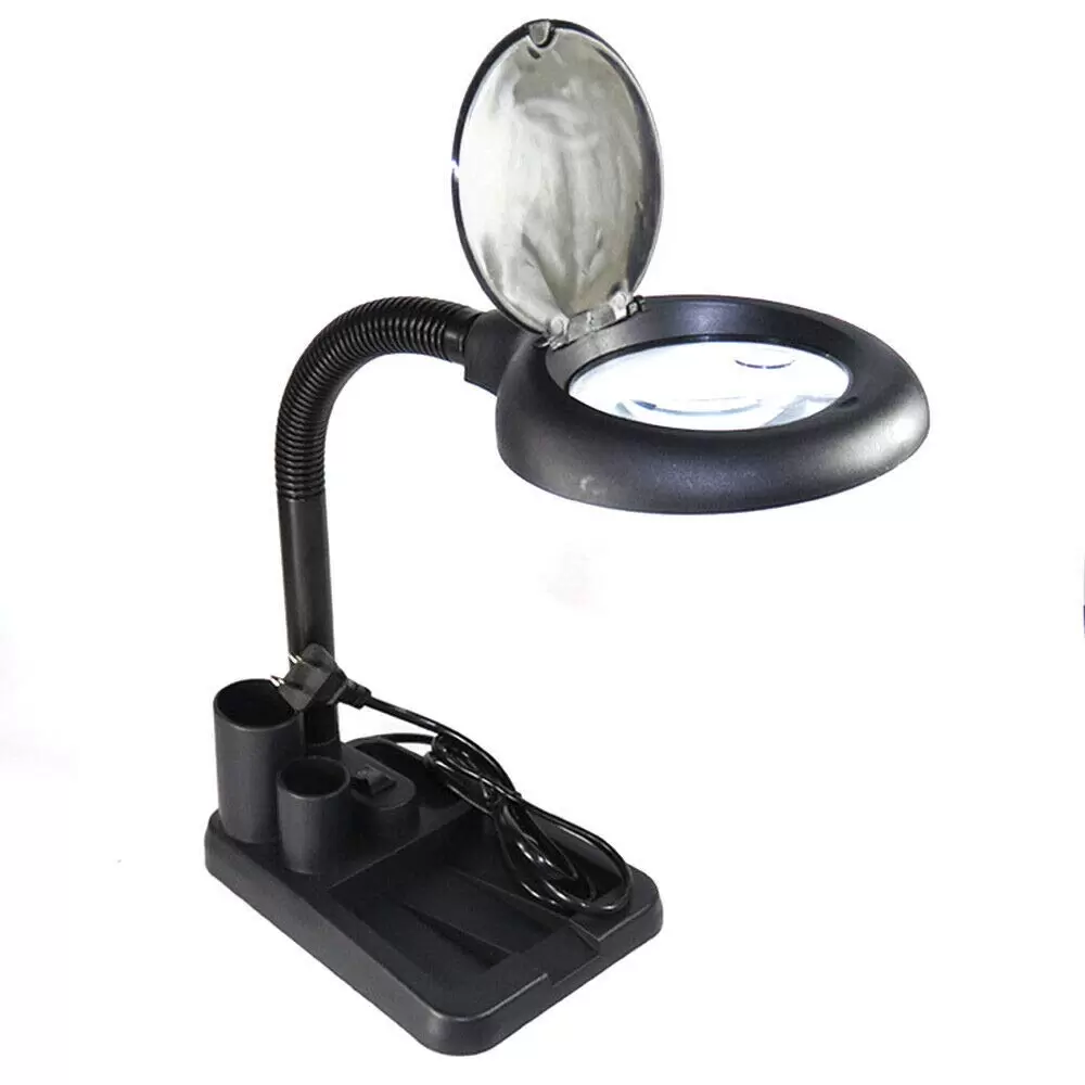 Professional LED Magnifying Lamp - Stand Magnifier - 11W - 85mm Lens - With 5x Magnifying Glass
