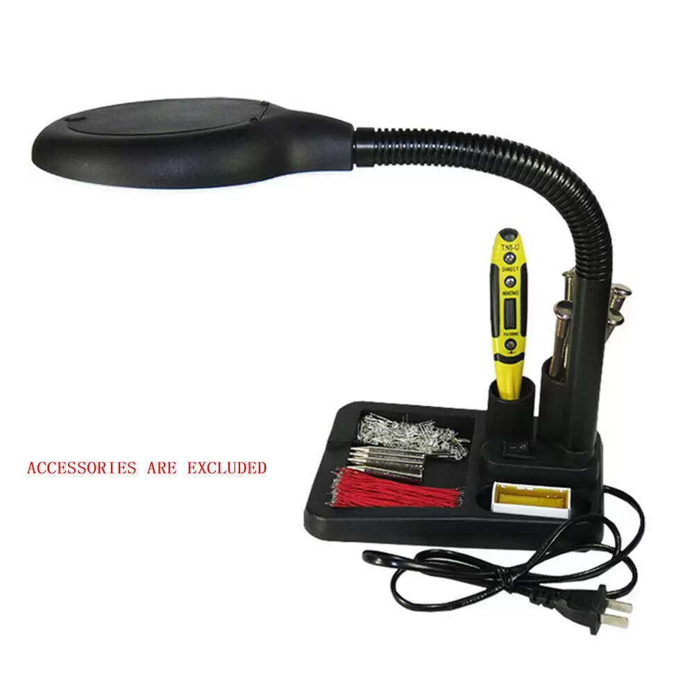 Professional LED Magnifying Lamp - Stand Magnifier - 11W - 85mm Lens - With 5x Magnifying Glass