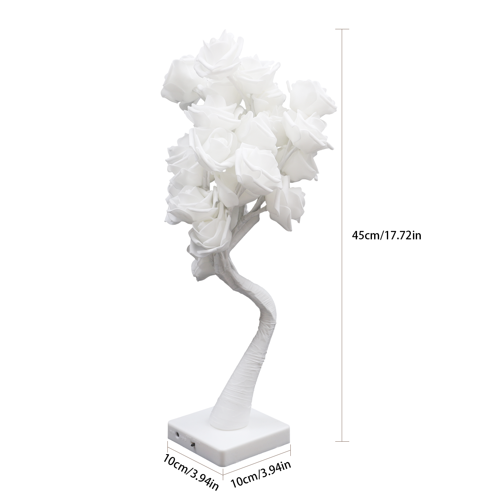 Flower Table Lamp, LED Night Light, Rose Lamp, for Bedroom, Dining Room Lighting, 10*10*45cm, White