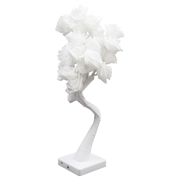 Flower Table Lamp, LED Night Light, Rose Lamp, for Bedroom, Dining Room Lighting, 10*10*45cm, White