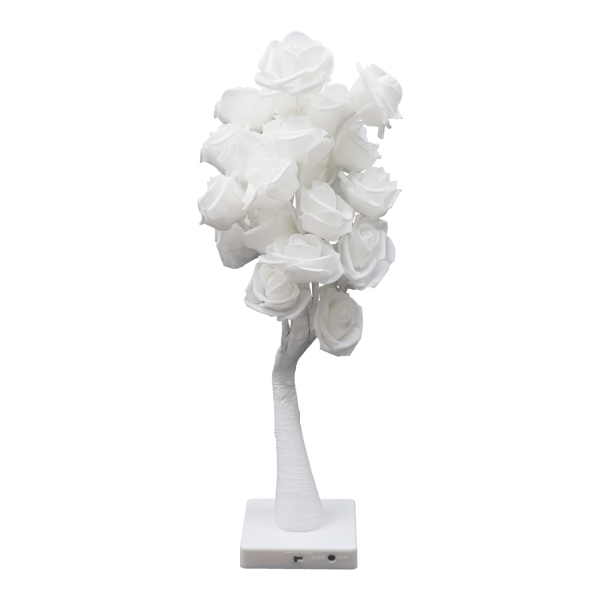 Flower Table Lamp, LED Night Light, Rose Lamp, for Bedroom, Dining Room Lighting, 10*10*45cm, White