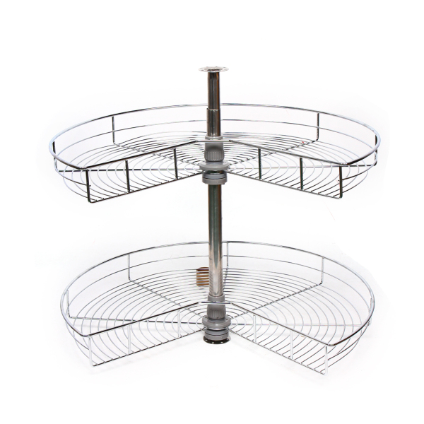 CNCEST 2 Tier Swivel Kitchen Shelf 270° Cabinets Suitable For Organizing And Storing Kitchen Supplies Cleaning Tools Corner Cabinet Silver