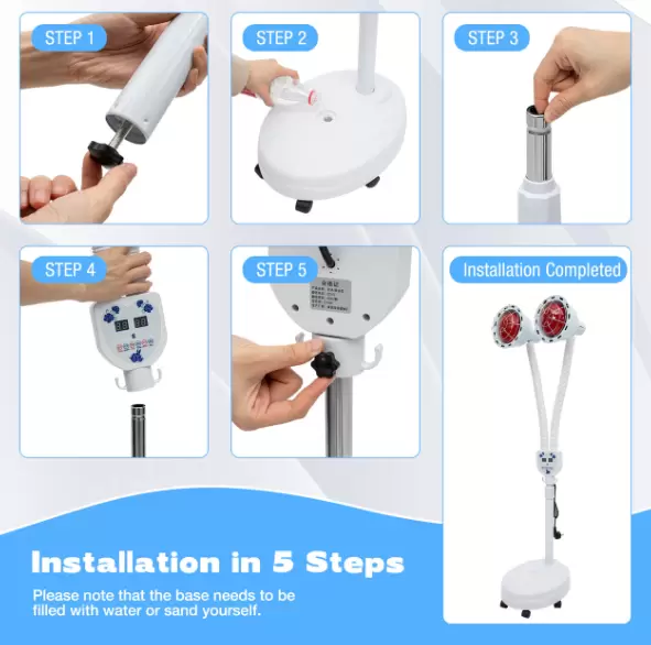 Heating Lamp Infrared Lamp 275 W Infrared Double-Head Adjustable Electric Infrared Lamp Anti-scald With 6 Universal Wheels and Heat Dissipation Holes