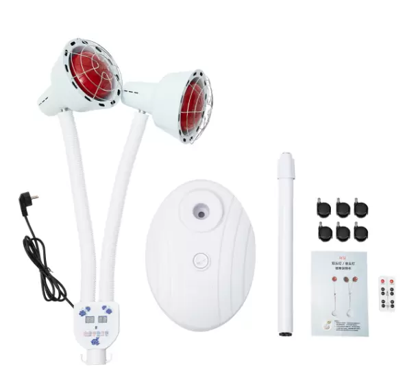 Heating Lamp Infrared Lamp 275 W Infrared Double-Head Adjustable Electric Infrared Lamp Anti-scald With 6 Universal Wheels and Heat Dissipation Holes