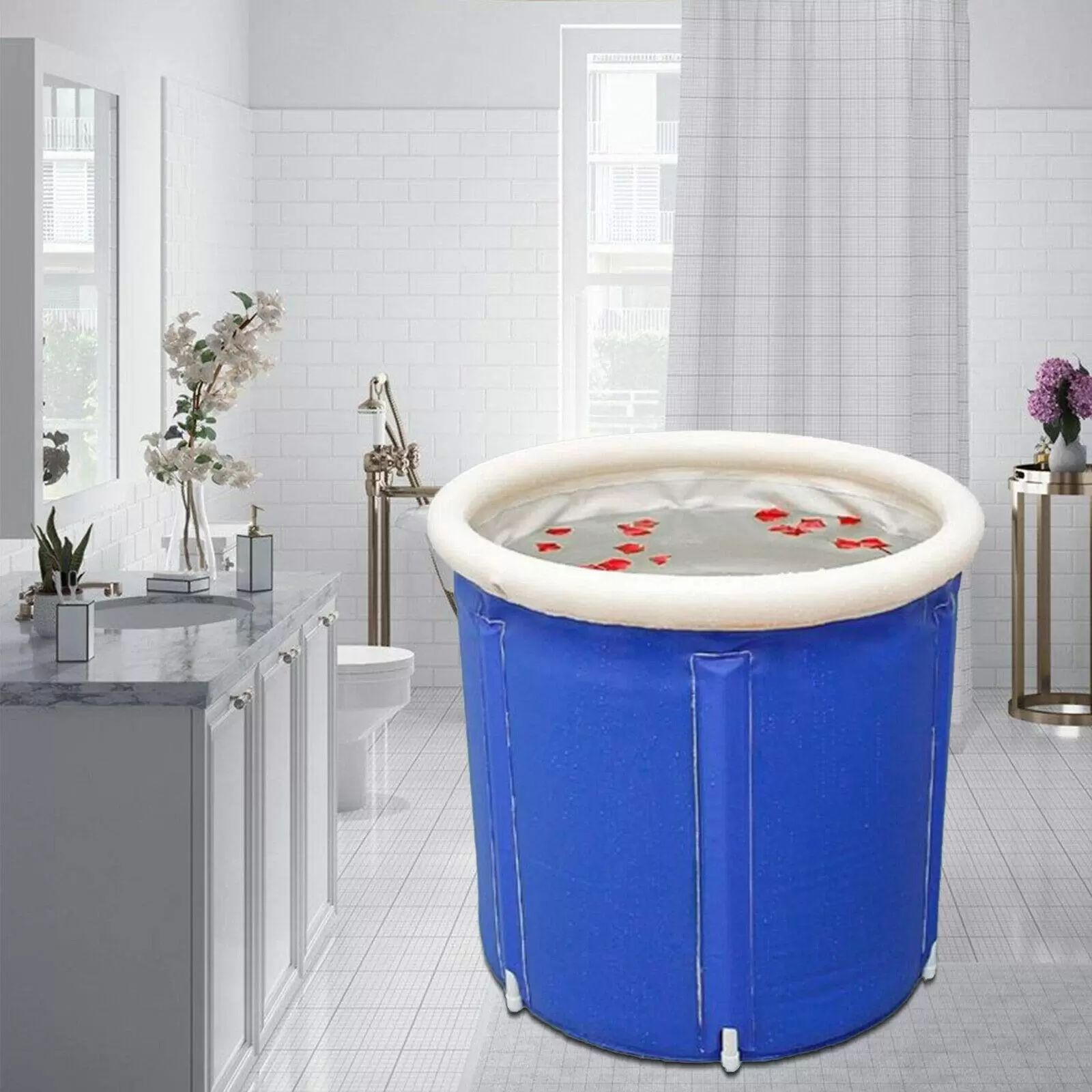 Foldable inflatable bathtub - For adults under 180 cm - Blue