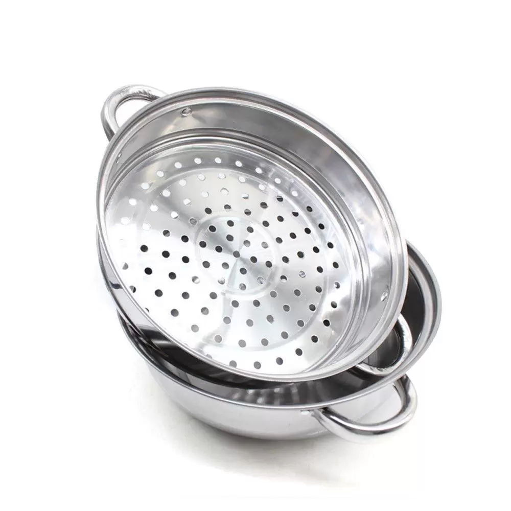 Stainless steel steamer with glass lid - 3 levels Stainless steel steamer with glass lid - 3 levels