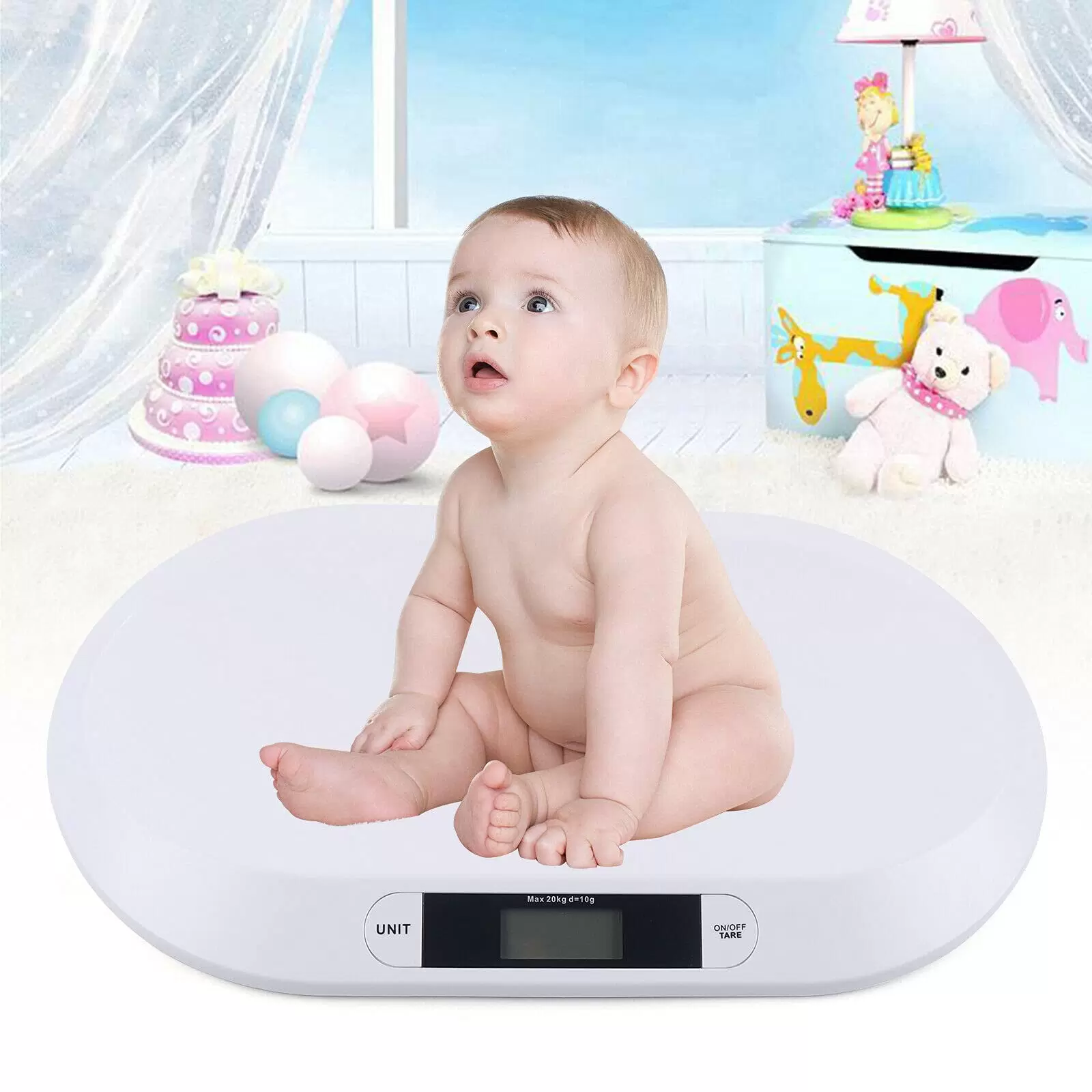 Baby scale with LCD display for newborns from 30 g to 20 kg