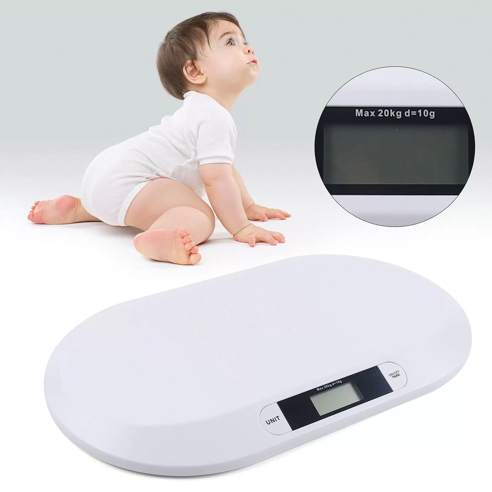 Baby scale with LCD display for newborns from 30 g to 20 kg Baby scale with LCD display for newborns from 30 g to 20 kg
