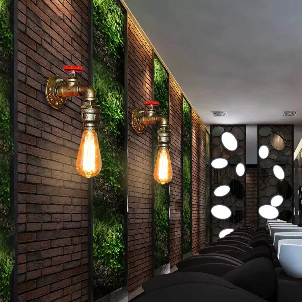 Set of 2 Retro Metal Water Tube Wall Lamps for Homes Like Bars, Cafes, Gangways. Set of 2 Retro Metal Water Tube Wall Lamps for Homes Like Bars, Cafes, Gangways.
