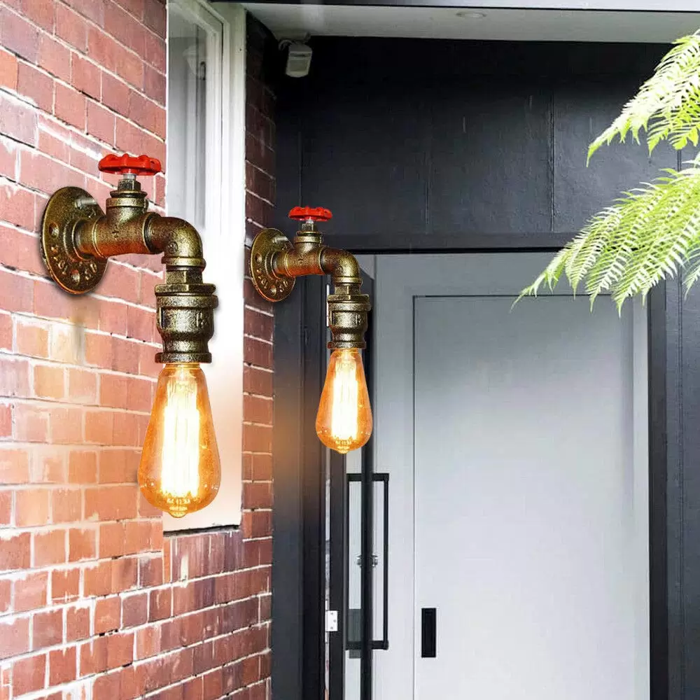 Set of 2 Retro Metal Water Tube Wall Lamps for Homes Like Bars, Cafes, Gangways. Set of 2 Retro Metal Water Tube Wall Lamps for Homes Like Bars, Cafes, Gangways.