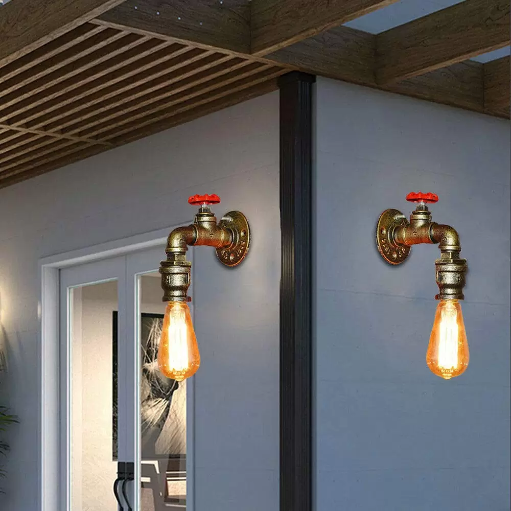 Set of 2 Retro Metal Water Tube Wall Lamps for Homes Like Bars, Cafes, Gangways. Set of 2 Retro Metal Water Tube Wall Lamps for Homes Like Bars, Cafes, Gangways.