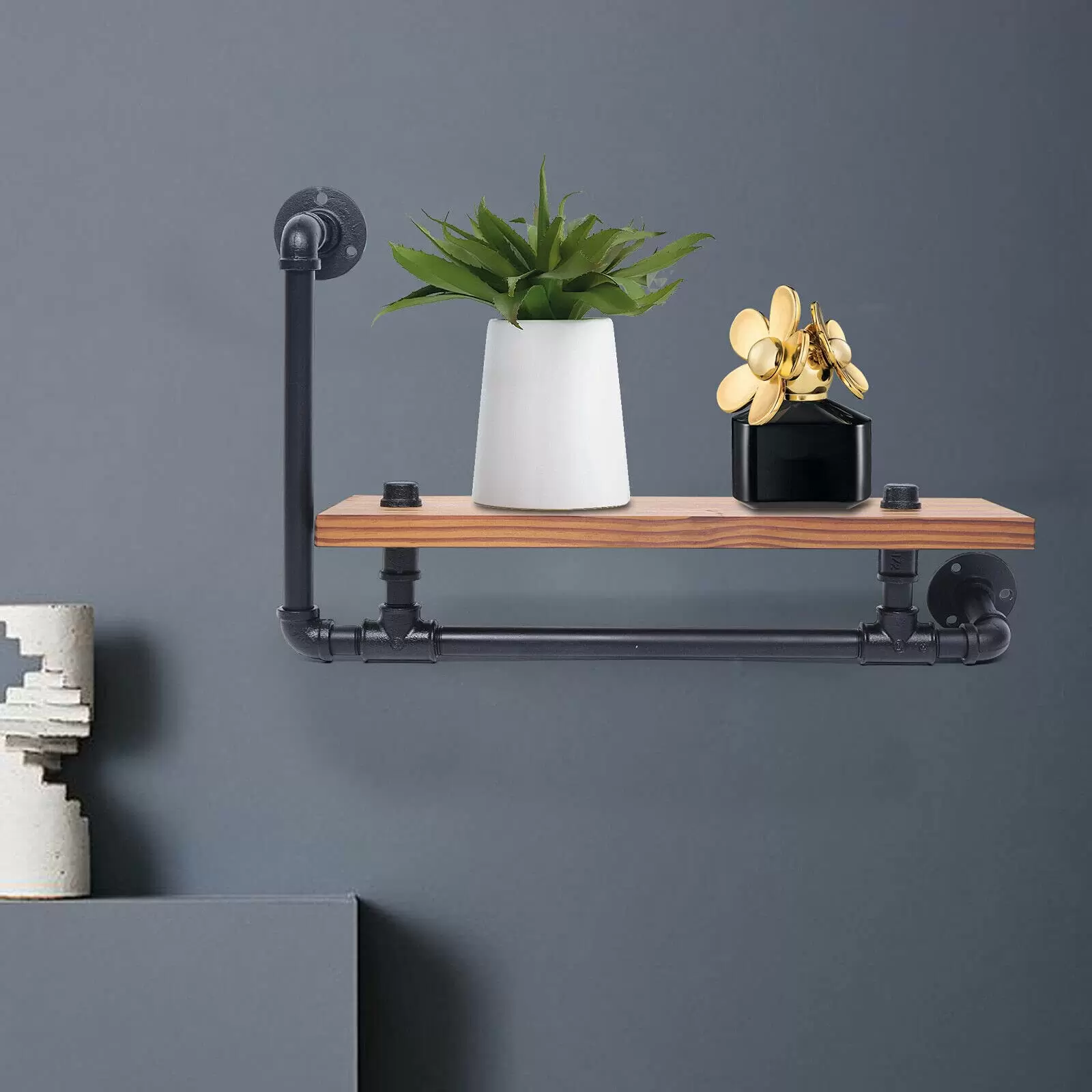Industrial Floating Shelf Wall Mounted Wooden Shelf Tube Wall Shelf Wall Shelf for Living Room Bedroom Industrial Floating Shelf Wall Mounted Wooden Shelf Tube Wall Shelf Wall Shelf for Living Room Bedroom