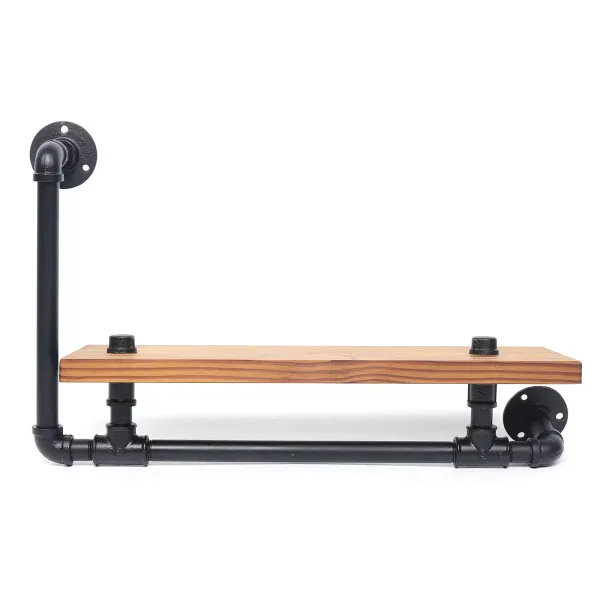 Industrial Floating Shelf Wall Mounted Wooden Shelf Tube Wall Shelf Wall Shelf for Living Room Bedroom