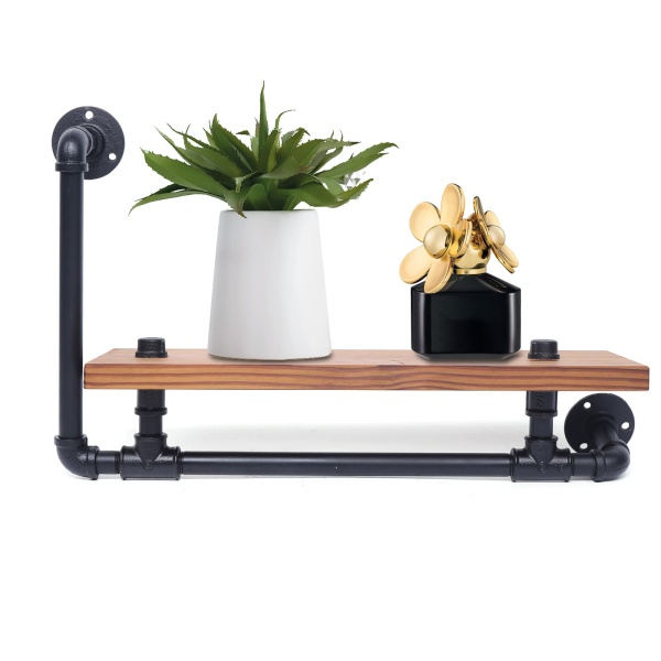 Industrial Floating Shelf Wall Mounted Wooden Shelf Tube Wall Shelf Wall Shelf for Living Room Bedroom