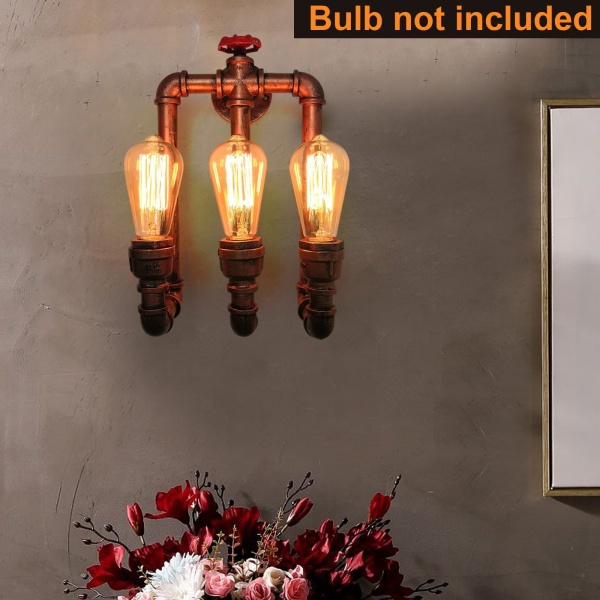 220V Industrial Water Pipe Lights, Vintage Wall Light, Retro Iron Pipe Wall Lamp