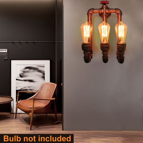 220V Industrial Water Pipe Lights, Vintage Wall Light, Retro Iron Pipe Wall Lamp