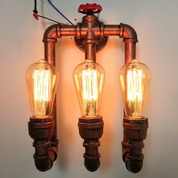 220V Industrial Water Pipe Lights, Vintage Wall Light, Retro Iron Pipe Wall Lamp