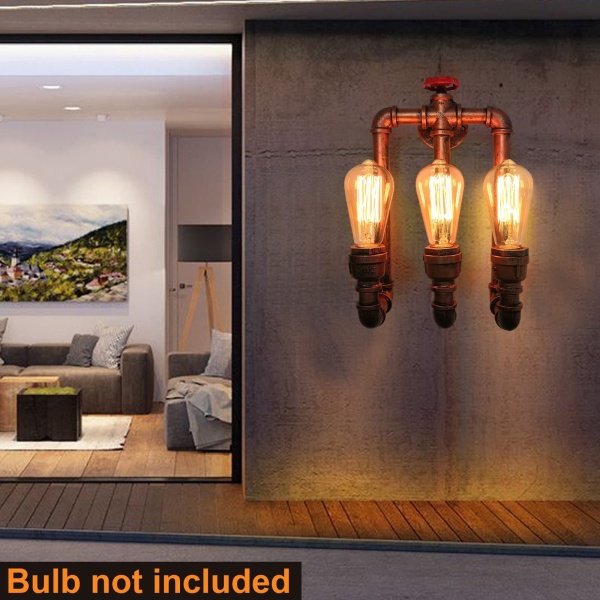 220V Industrial Water Pipe Lights, Vintage Wall Light, Retro Iron Pipe Wall Lamp