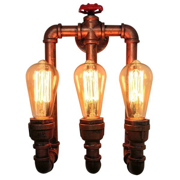 220V Industrial Water Pipe Lights, Vintage Wall Light, Retro Iron Pipe Wall Lamp
