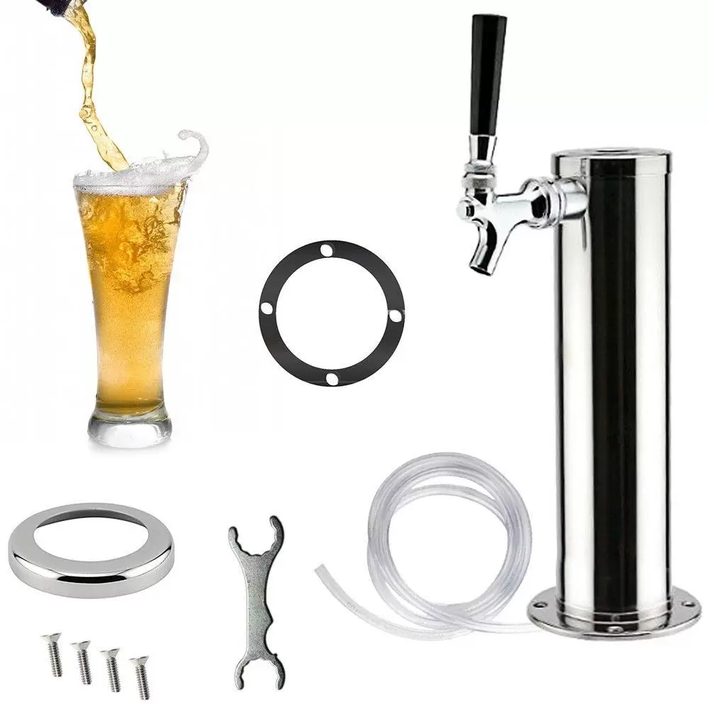 Single Tap Draft Beer Tower Kaibrite Stainless Steel Beer Tower Beer Tower Durable and Portable with Tap for Home Bar Use Beer Pump Tap Single Tap Draft Beer Tower Kaibrite Stainless Steel Beer Tower Beer Tower Durable and Portable with Tap for Home Bar Use Beer Pump Tap