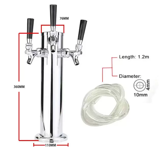 Stainless Steel Beer Tower Triple Pressure Tap Beer Faucet Beer Tower Beverage Dispenser for Bar Kitchen Home Pub Party