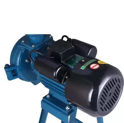 Moulin à céréales avec entonnoir pour graines, farine de riz, maïs 1400 tr/min (Bleu)