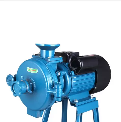 Moulin à céréales avec entonnoir pour graines, farine de riz, maïs 1400 tr/min (Bleu)