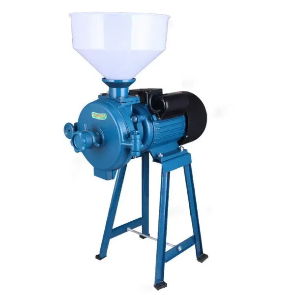 1500W Electric Grain Mill with Funnel, 1400RPM, Adjustable, 220V, for Rice Corn, Groove and Wheat（Blue)