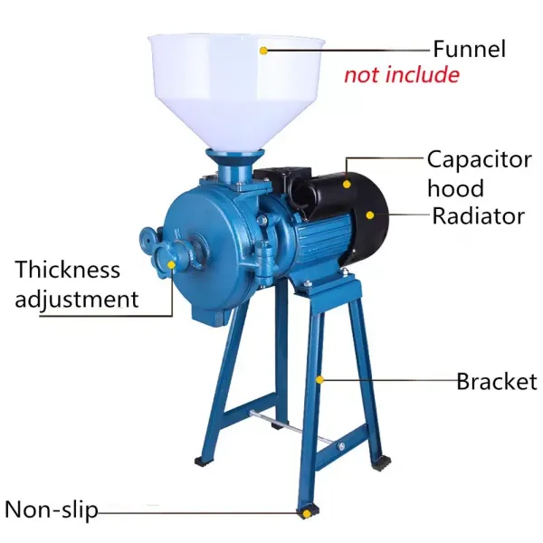 1500W Electric Grain Mill with Funnel, 1400RPM, Adjustable, 220V, for Rice Corn, Groove and Wheat(Blue) 1500W Electric Grain Mill with Funnel, 1400RPM, Adjustable, 220V, for Rice Corn, Groove and Wheat(Blue)