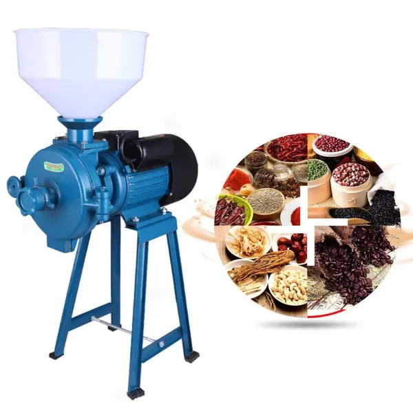 1500W Electric Grain Mill with Funnel, 1400RPM, Adjustable, 220V, for Rice Corn, Groove and Wheat（Blue)