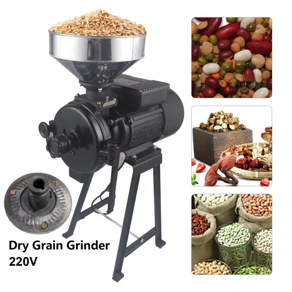 Grain Mill Electric Grain Mill Grain Squeezer Dry Grain Wheat Mill Grist Mill Coffee Grinder 2200w 1400r/min Infinitely Adjustable Grinding Level