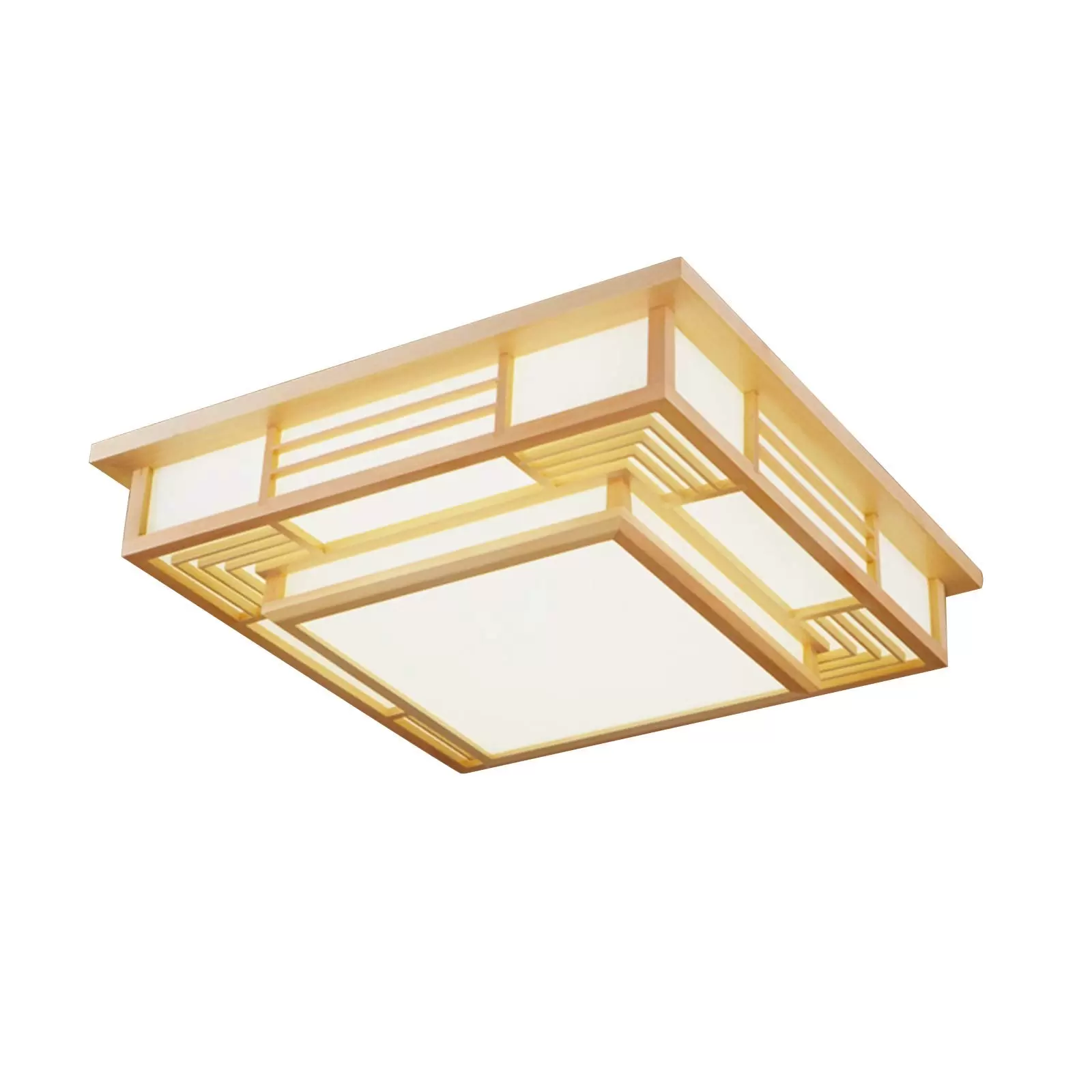 Japanese LED Ceiling Light, Solid Wood Ceiling Light, Creative Geometry, Living Room Bedroom Ceiling Lamp