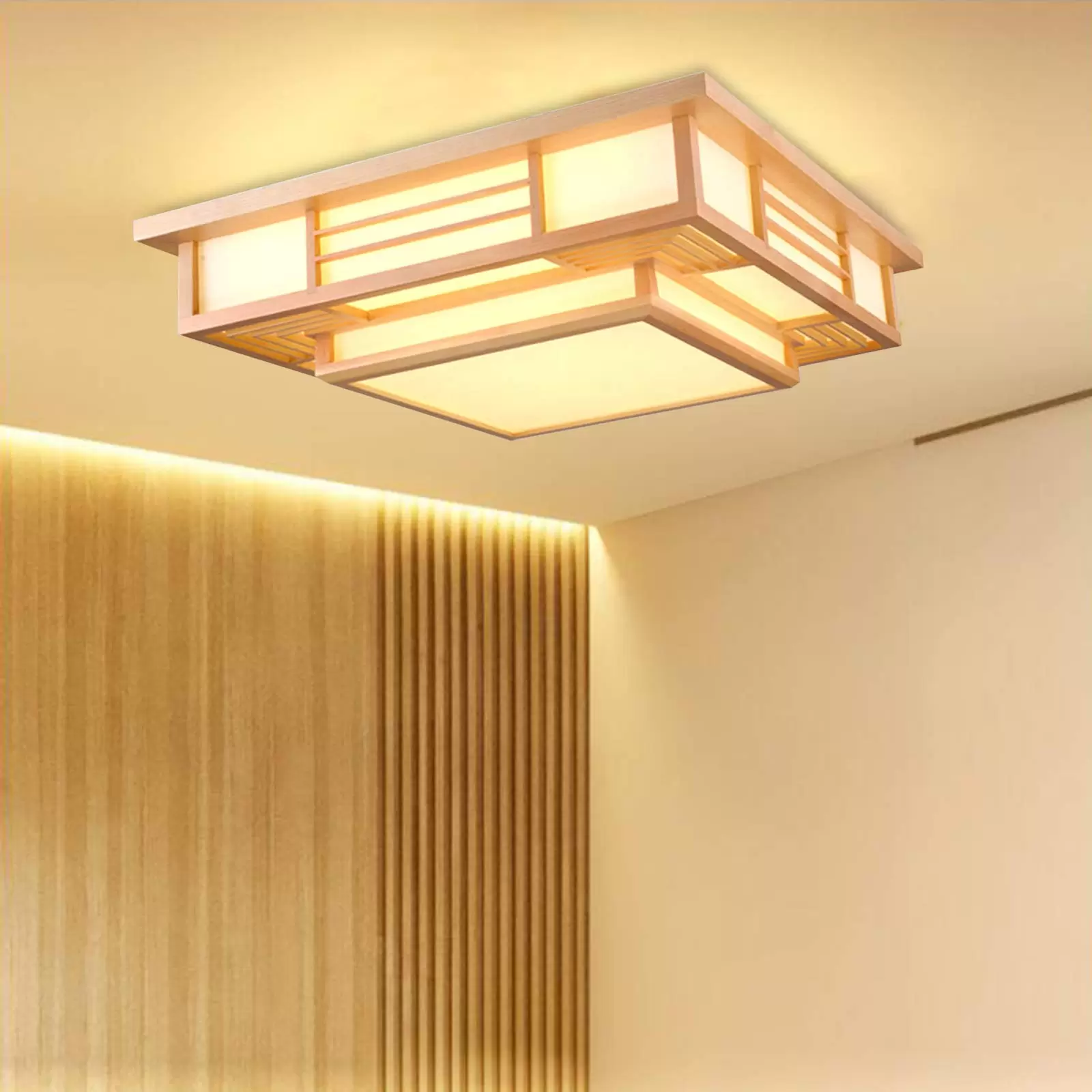 Japanese LED Ceiling Light, Solid Wood Ceiling Light, Creative Geometry, Living Room Bedroom Ceiling Lamp Japanese LED Ceiling Light, Solid Wood Ceiling Light, Creative Geometry, Living Room Bedroom Ceiling Lamp
