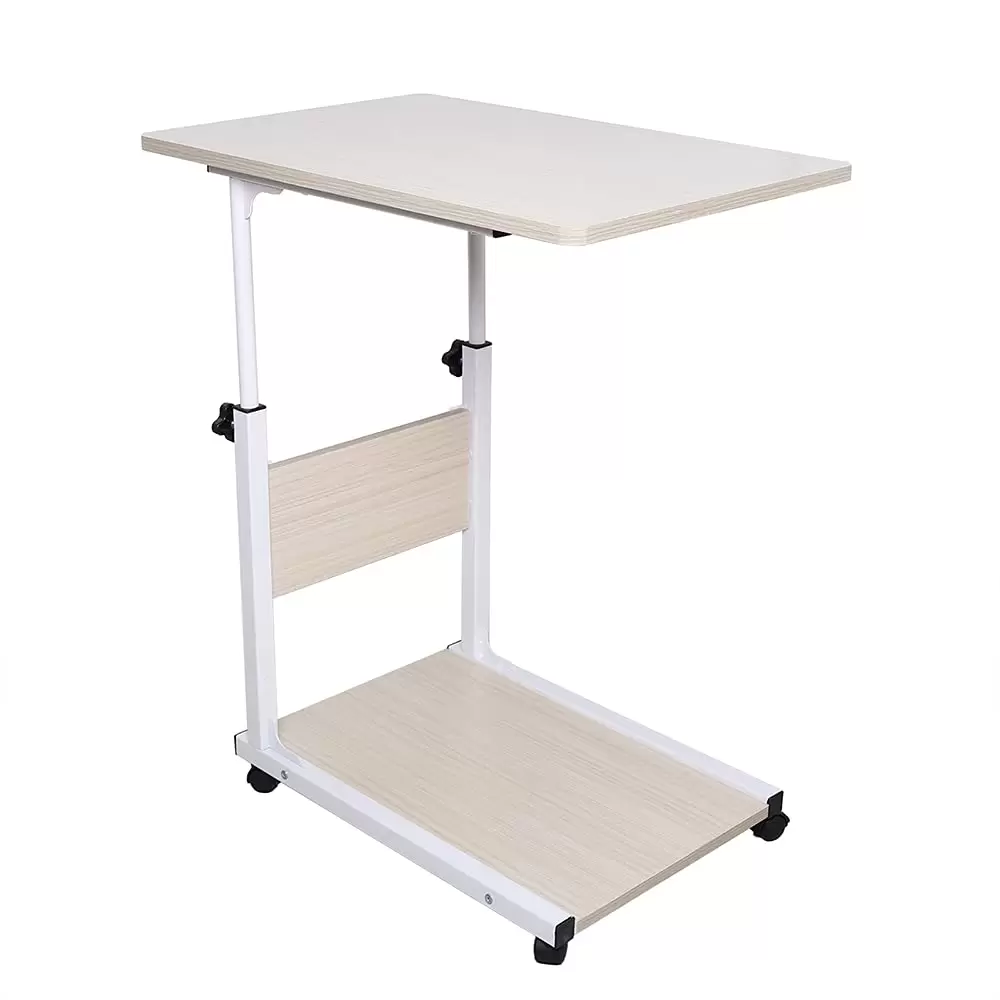 Adjustable Laptop Desk Portable Desk Height Adjustable Bedside Table C-shaped Structure with Plum-shaped Knobs Round Corners for Living Room Study