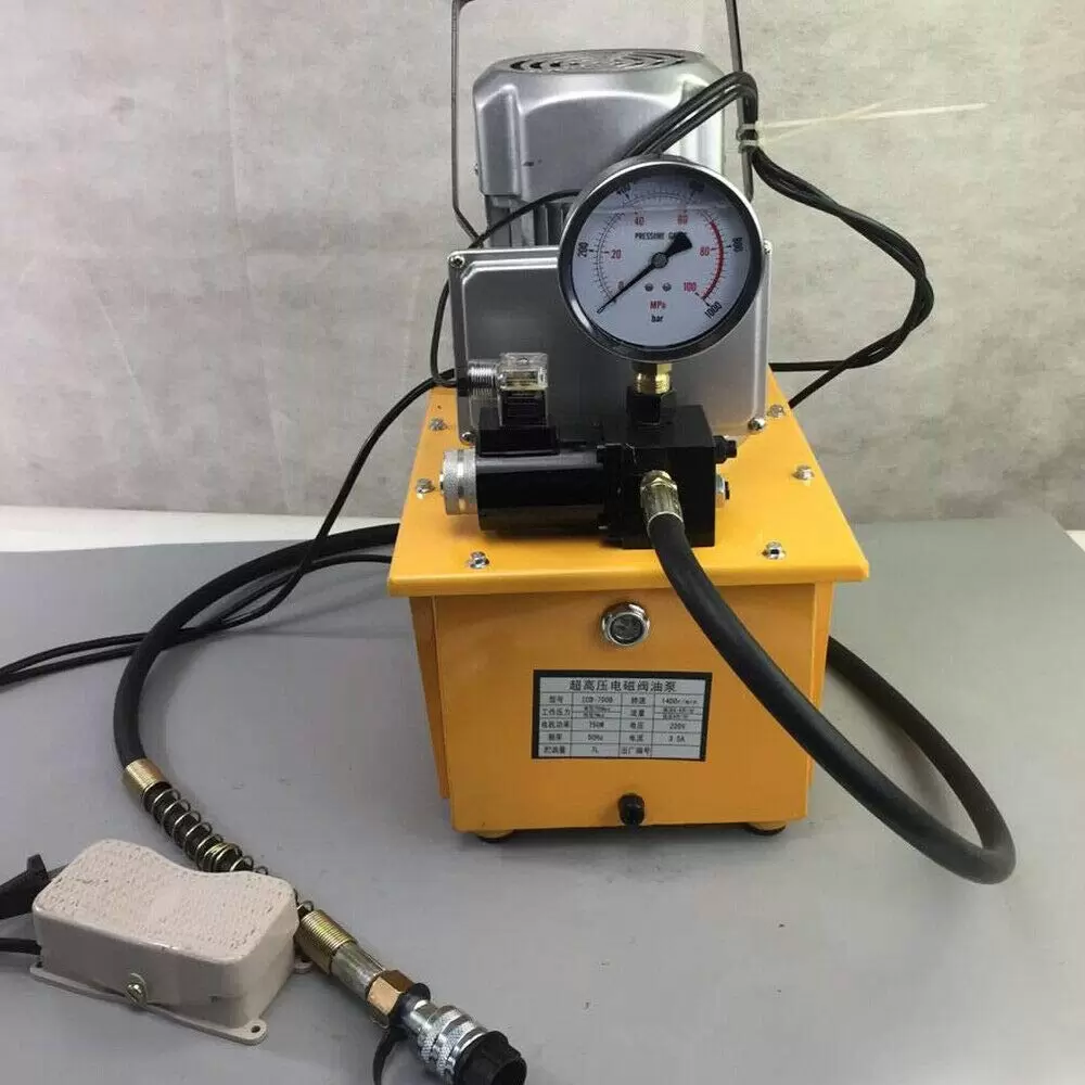 Driven hydraulic pump 700 bar 7 l with pedal valve 750 W Electric Hydraulic Pump Single Acting Solenoid Valve Control 70MPa 10000PSI 750W Driven hydraulic pump 700 bar 7 l with pedal valve 750 W Electric Hydraulic Pump Single Acting Solenoid Valve Control 70MPa 10000PSI 750W