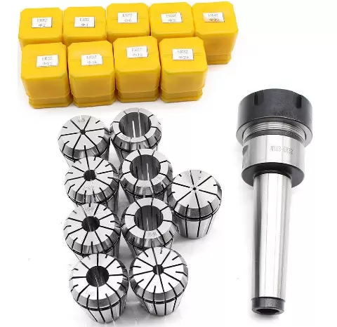 M12 MK3 ER32 Collet Chuck + 9pcs 2-20mm Collet Set for Milling Machine, Made of High Quality Spring Steel