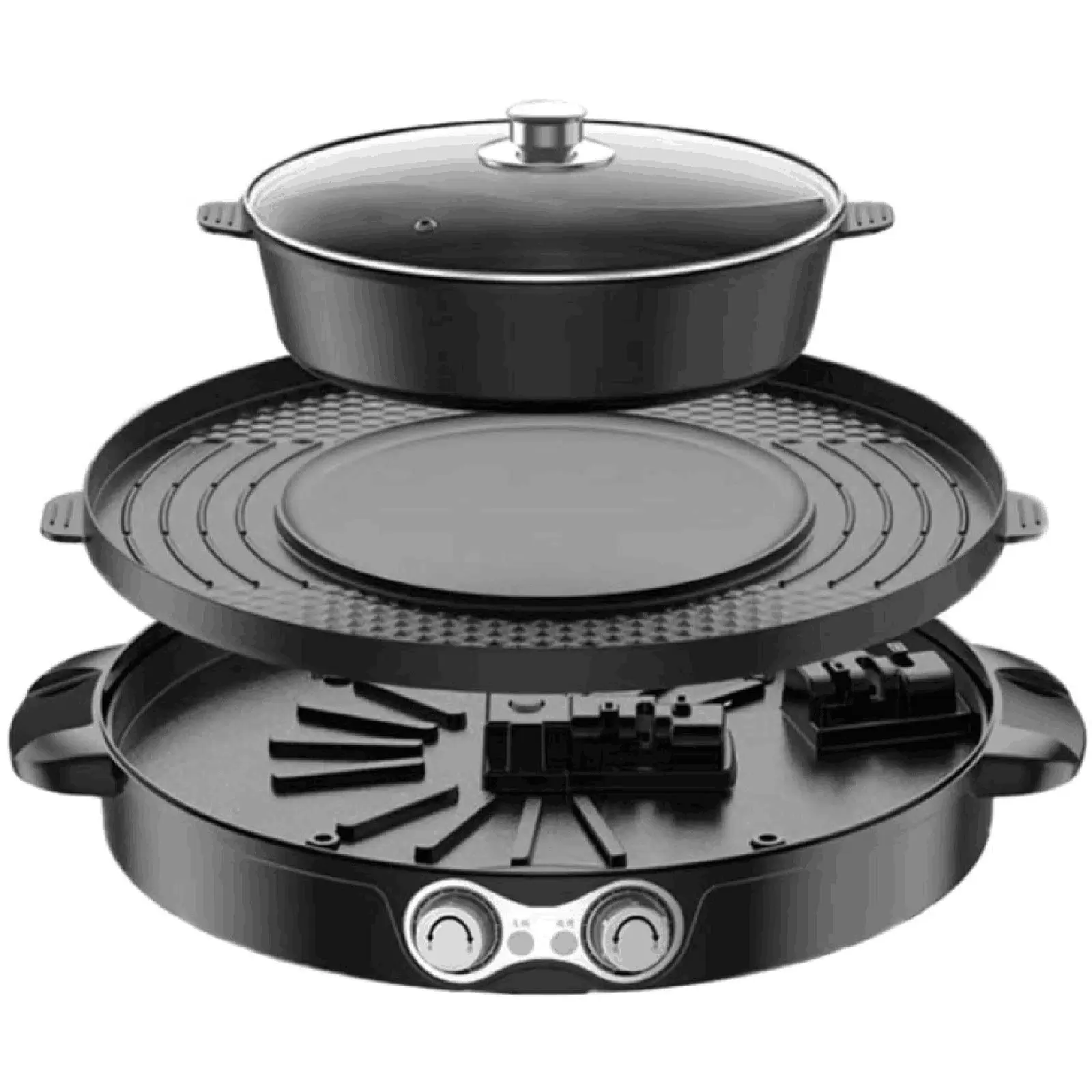 Multi-function Electric Frying Pan Multi-function Electric Grill Large Hot Pot Double Separation Independent Control Without Smoke